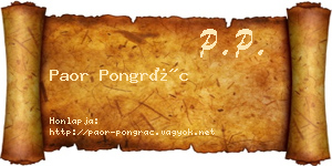 Paor Pongrác névjegykártya